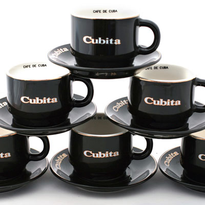 Espresso Cups Set 6 Cups and 6 Saucers Blue Green Black Tazas para Café  Cubano