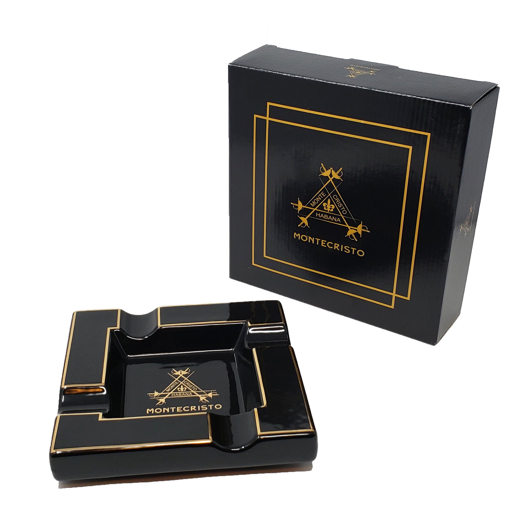 Montecristo Square Classic Cigar Ashtray - Black ⋆ Mail order authentic  Cuban Cigars online from Switzerland