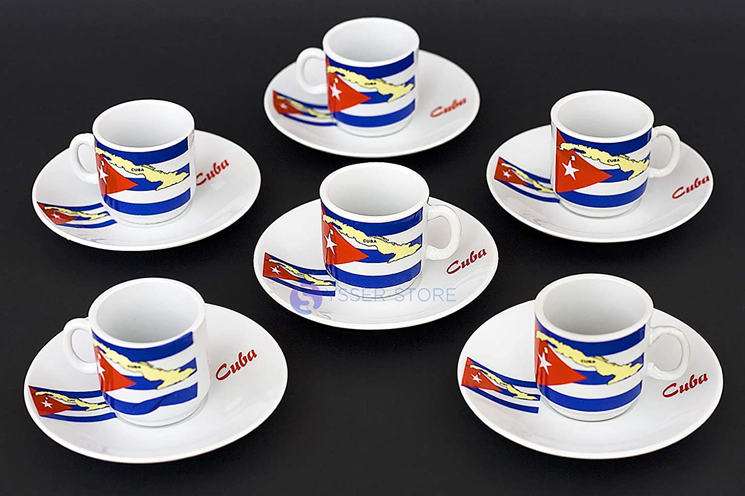 Cuban Expresso Cup Set w/ 6 cups ~ 6 saucers (12 Pieces) ⋆ Mail
