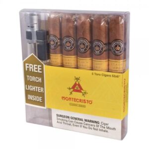 Montecristo-Classic-Toro-With-Torch-Lighter-Natural-Box-Of-5-300X300