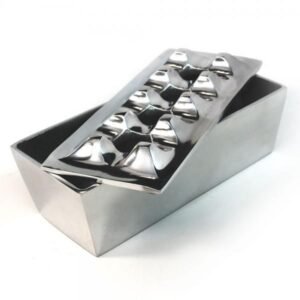 Polished Metal Rectangular Grid Ashtray