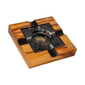 My Father Glass Ashtray with Wood Base